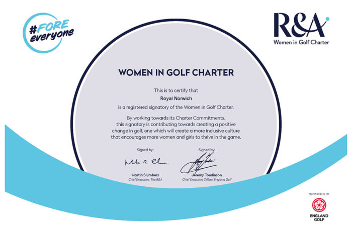 Women in Golf Charter certificate