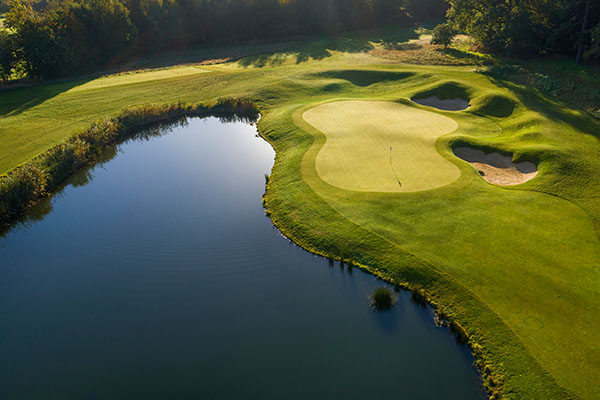 aerial shot of 17th hole